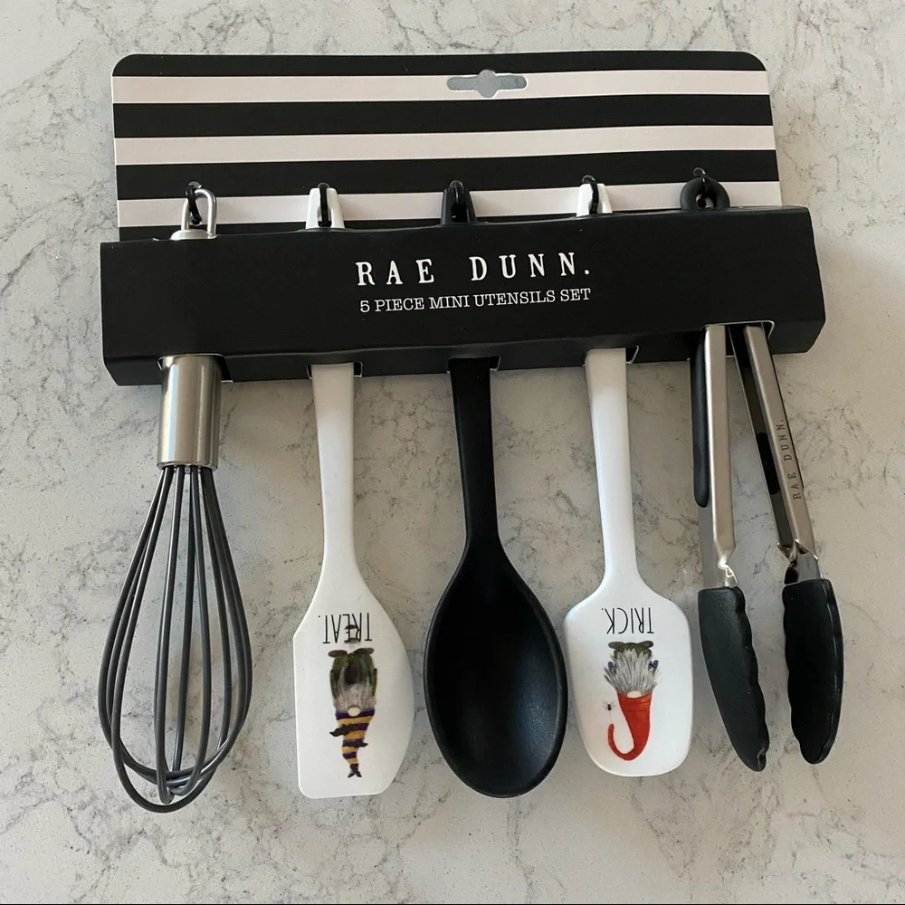 NWT Rae Dunn Gnome Trick Treat Halloween Kitchen Utensils Set